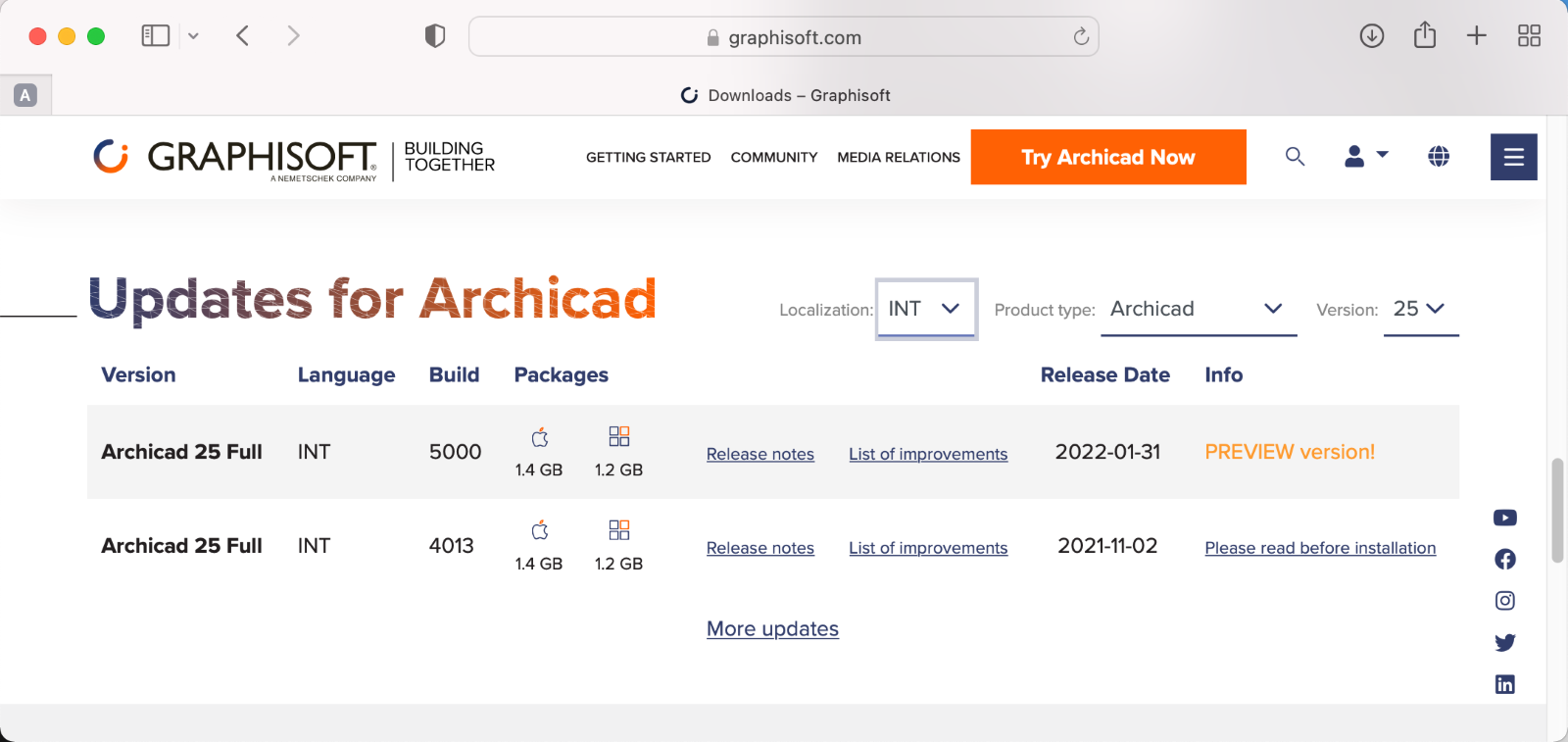 Updates Archicad