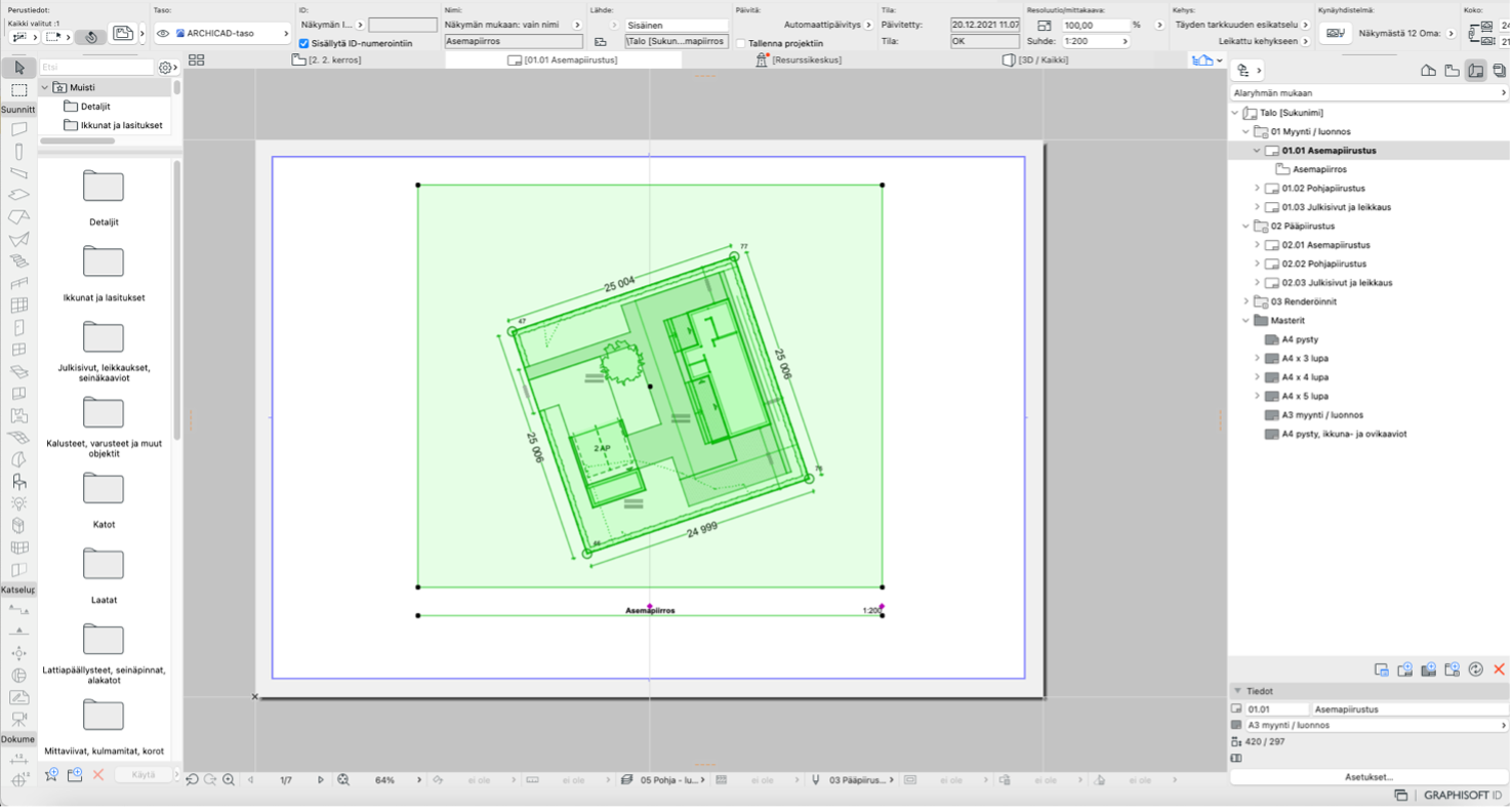 Planssit ja tulosteet Archicadissä