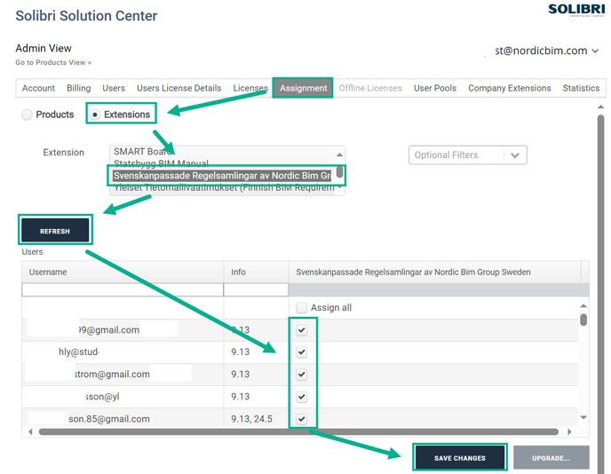 Tilldela extension solibri